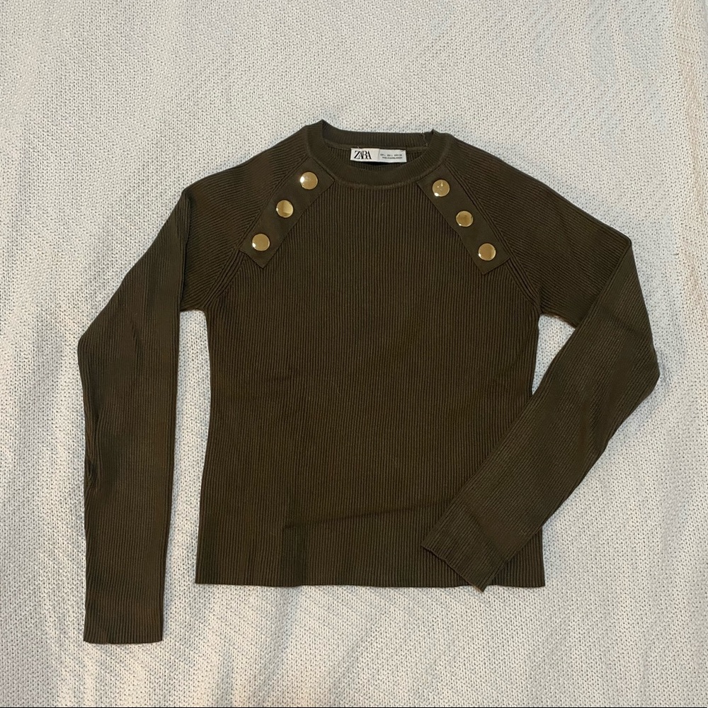 Army Green Ribbed Sweater